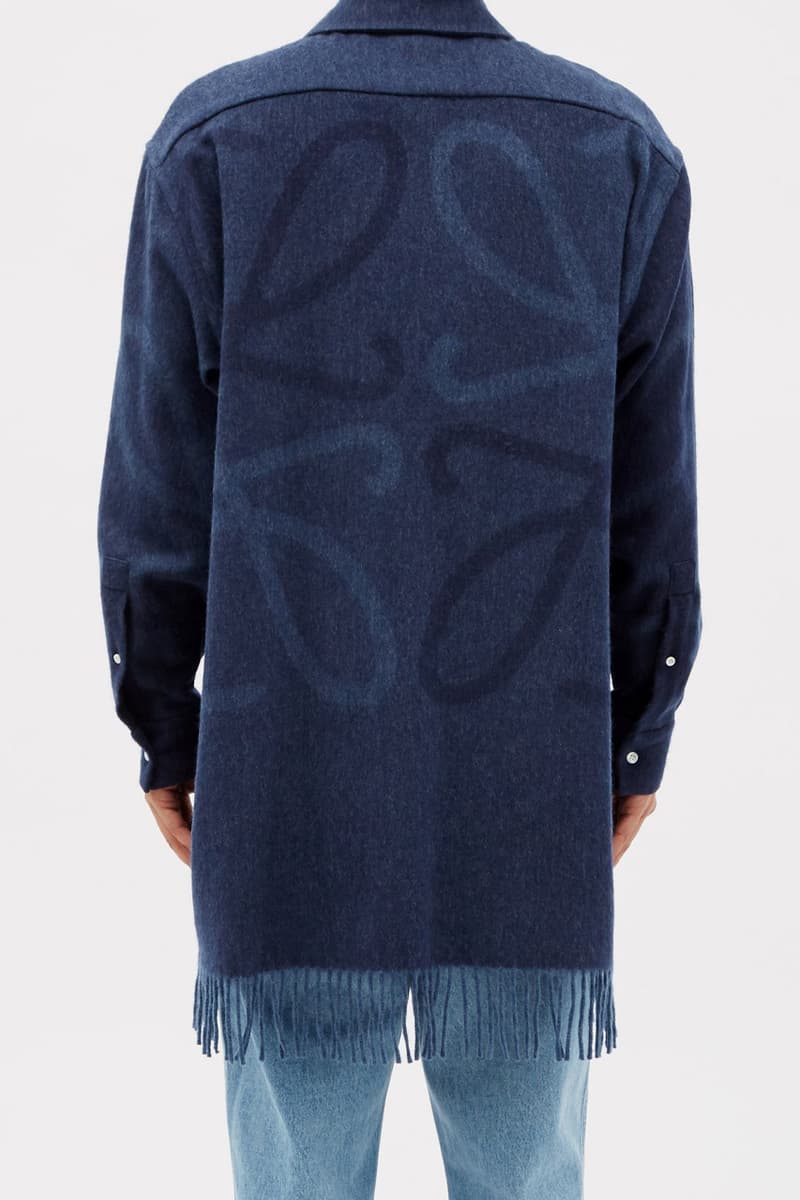 LOEWE LOEWE’s Anagram Jacquard Fringed Wool-Blend Flannel Shirt Jonathan Anderson release information