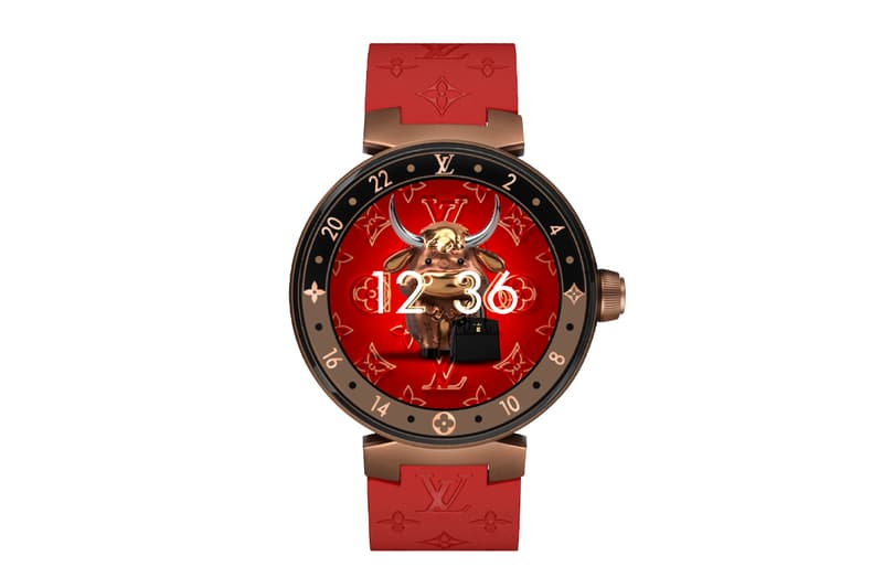 Louis Vuitton Year of the Ox Tambour Horizon Watch Face Lunar New Year 2021 Chinese Zodiac Sign Monogram Flowers Smartwatch