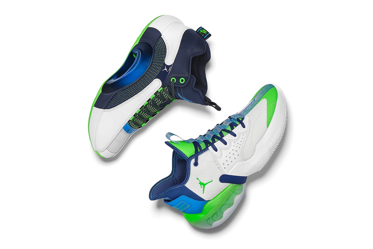luka doncic dallas mavericks air jordan brand 35 react elevation team colors pe player edition white green blue navy official release date info photos price store list buying guide