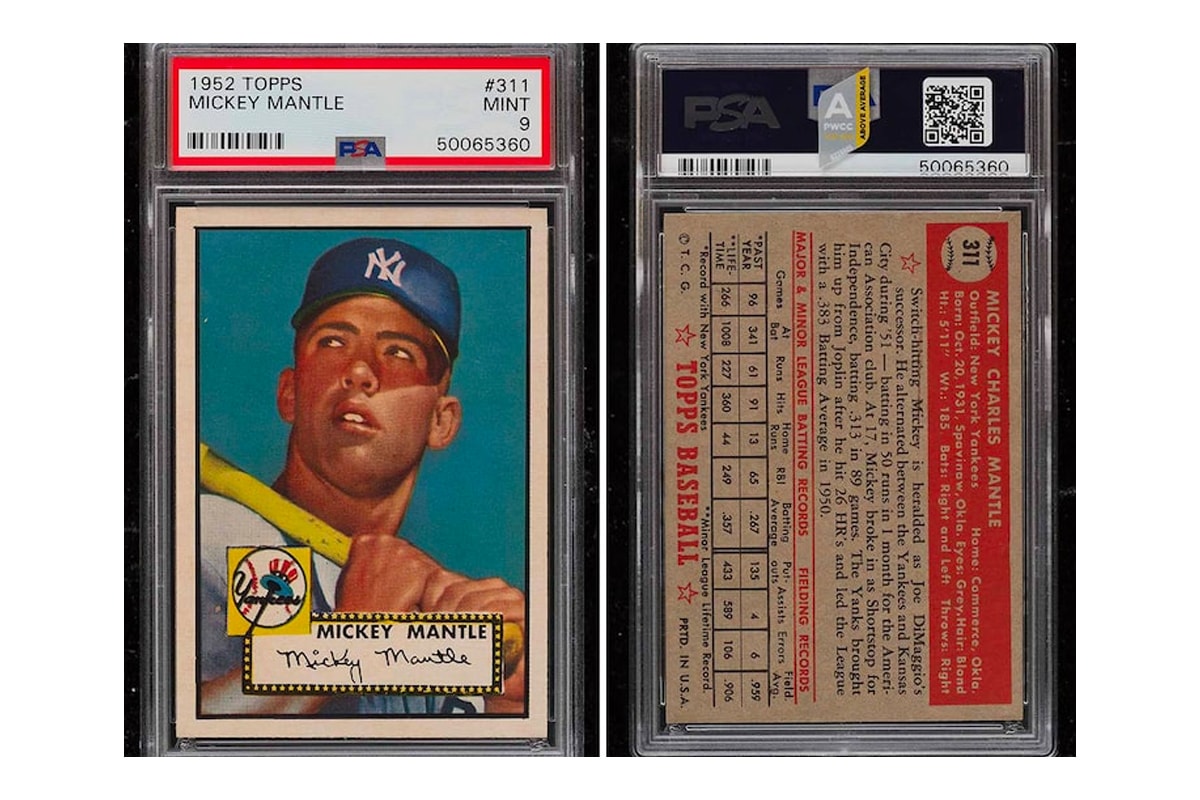 Mickey Mantle Baseball Card Most Expensive Auction Record Millions topps
