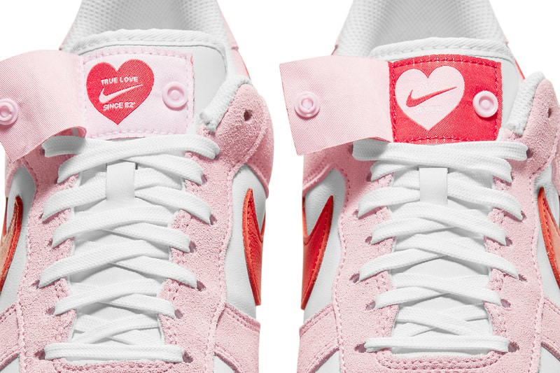 nike sportswear air force 1 low valentines day tulip pink university red white hearts official release date info photos price store list buying guide