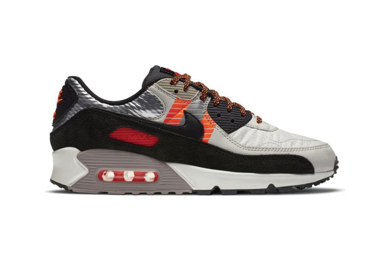 Nike Air Max 90 3M "Light Bone/Black/Total Orange" cz2975-001 AM90 Swoosh Glow Shine Reflective Materials OG Sneaker Shoe Trainer Drop Date Release Information First Closer Look