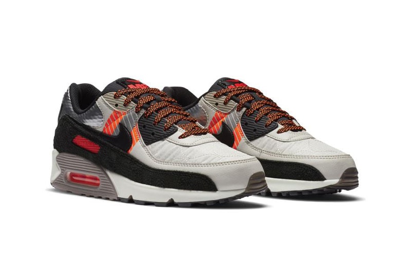 Nike Air Max 90 3M "Light Bone/Black/Total Orange" cz2975-001 AM90 Swoosh Glow Shine Reflective Materials OG Sneaker Shoe Trainer Drop Date Release Information First Closer Look