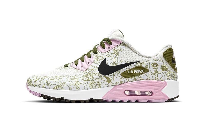 Nike Golf Air Max 90 Space NRG Steven Harrington Artwork Doodle Drawings Pink Green