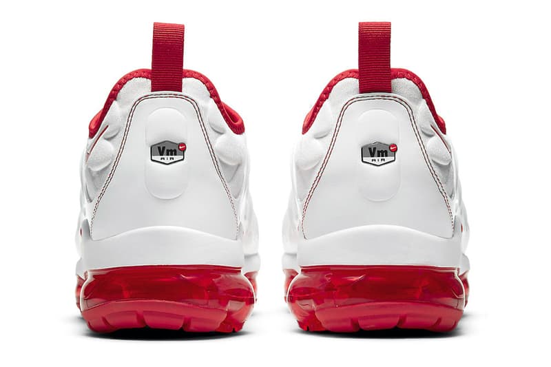 Nike Air VaporMax Plus White and University Red Varsity Classic Sneakers 