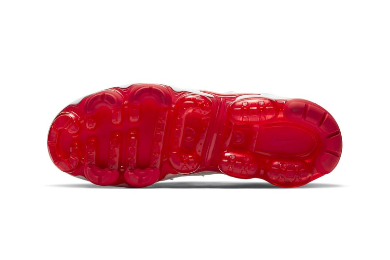 Nike Air VaporMax Plus White and University Red Varsity Classic Sneakers 