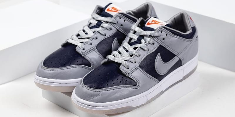 navy grey dunk low