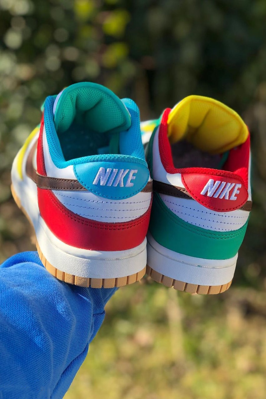 nike sportswear dunk low free 99 white teal yellow brown red blue gum dh0952 100 official release date info photos price store list buying guide