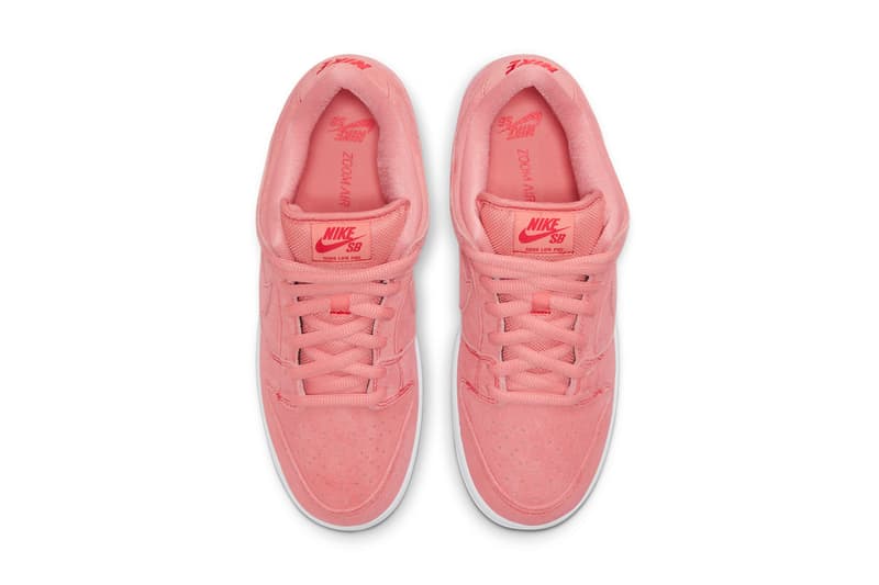 nike sb skateboarding dunk low pink pig CV1655 600 red black white official release date info photos price store list buying guide