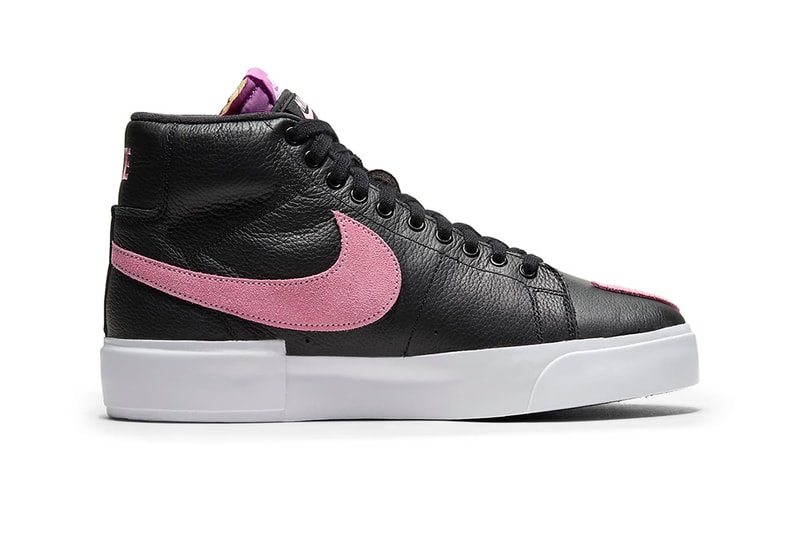 Nike, SB, Nike SB, Skateboarding, Blazer, Pink, Purple, Black, Leather, Suede, Basketball, DIY, Deconstructed, Double Tongue, Double Lace, 