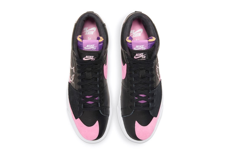 Nike, SB, Nike SB, Skateboarding, Blazer, Pink, Purple, Black, Leather, Suede, Basketball, DIY, Deconstructed, Double Tongue, Double Lace, 