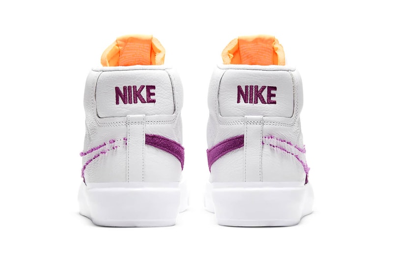 Nike SB Zoom Blazer Mid Edge "White/Viotech" DA2189-100 DIY Sneaker Skateboarding Basketball Shoe Footwear Trainer Release Information Drop Date Closer First Look Torn Worn Wear Away Deconstructed