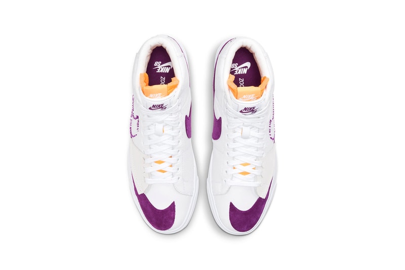 Nike SB Zoom Blazer Mid Edge "White/Viotech" DA2189-100 DIY Sneaker Skateboarding Basketball Shoe Footwear Trainer Release Information Drop Date Closer First Look Torn Worn Wear Away Deconstructed