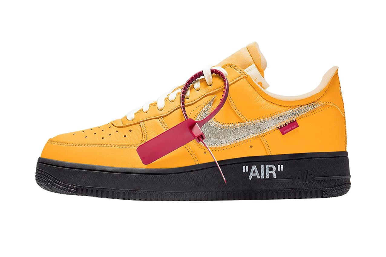 off white nike air force 1 university gold release date