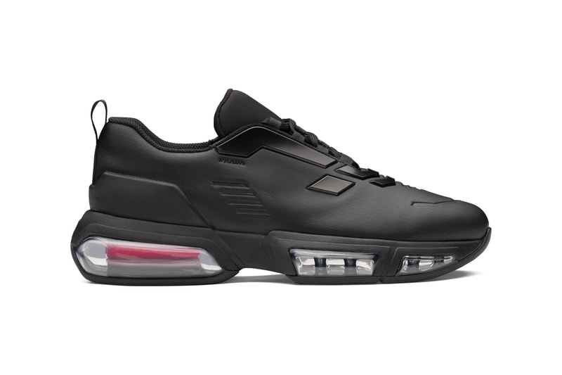 Prada Linea Rossa Collision Technical Fabric Sneakers Black White Steel Gray Made in Italy Shoe Trainer Retro Tech Air Bubbles Sole Unit Chunky AM95 Designer Luxury