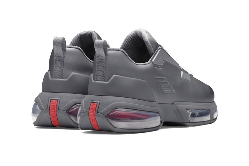 Prada Linea Rossa Collision Technical Fabric Sneakers Black White Steel Gray Made in Italy Shoe Trainer Retro Tech Air Bubbles Sole Unit Chunky AM95 Designer Luxury