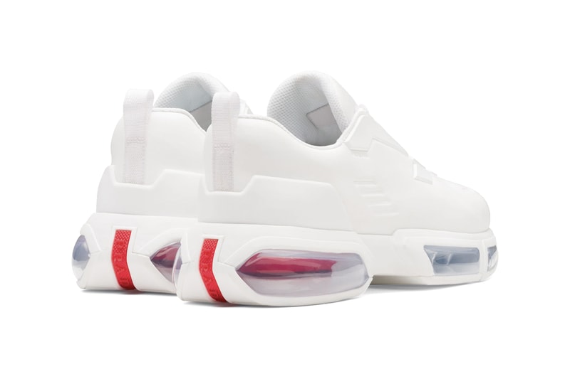 Prada Linea Rossa Collision Technical Fabric Sneakers Black White Steel Gray Made in Italy Shoe Trainer Retro Tech Air Bubbles Sole Unit Chunky AM95 Designer Luxury