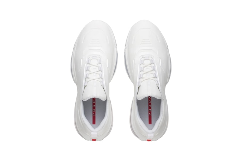 Prada Linea Rossa Collision Technical Fabric Sneakers Black White Steel Gray Made in Italy Shoe Trainer Retro Tech Air Bubbles Sole Unit Chunky AM95 Designer Luxury