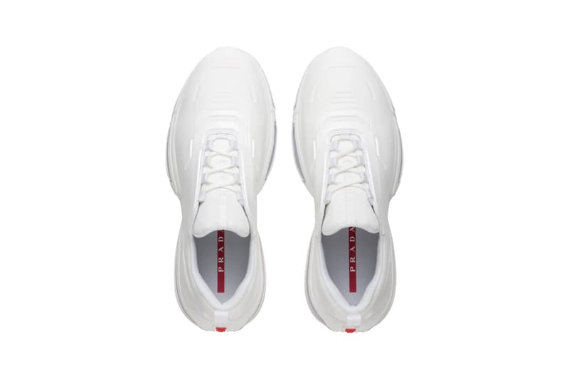 Prada Linea Rossa Collision Technical Fabric Sneakers Black White Steel Gray Made in Italy Shoe Trainer Retro Tech Air Bubbles Sole Unit Chunky AM95 Designer Luxury