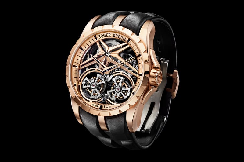 roger dubuis haute horlogerie excalibur double flying tourbillon white pink gold limited edition watches timepieces accessories