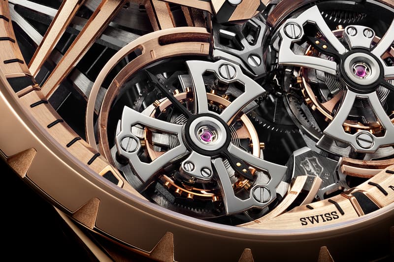 roger dubuis haute horlogerie excalibur double flying tourbillon white pink gold limited edition watches timepieces accessories