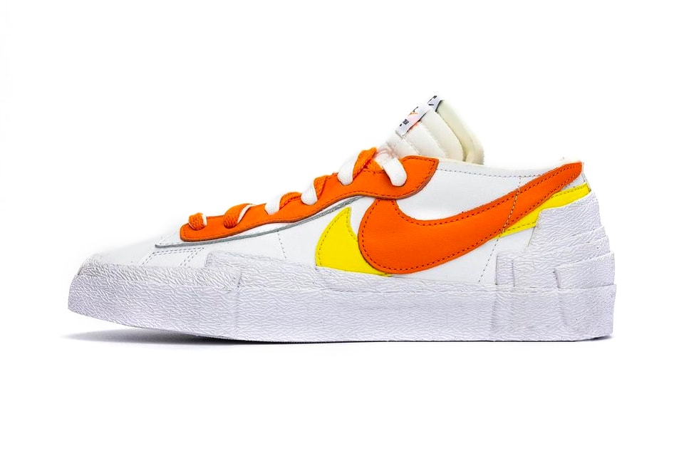 Sacai X Nike Blazer Low Classic Green Magma Orange Detailed Look Hypebeast Sacai X Nike Blazer Low Classic Green Magma Orange Detailed Look Hypebeast