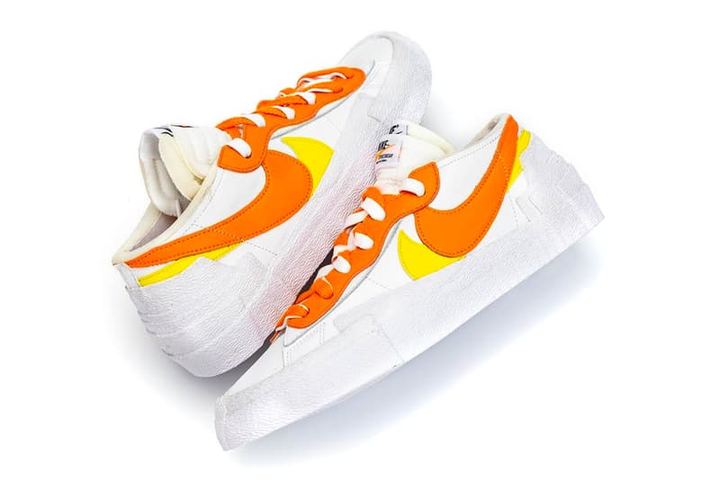 sacai Nike Blazer Low Classic Green Magma Orange Detailed Full Closer Look Release Info DD1877-001 DD1877-100 Date Buy Price Chitose Abe