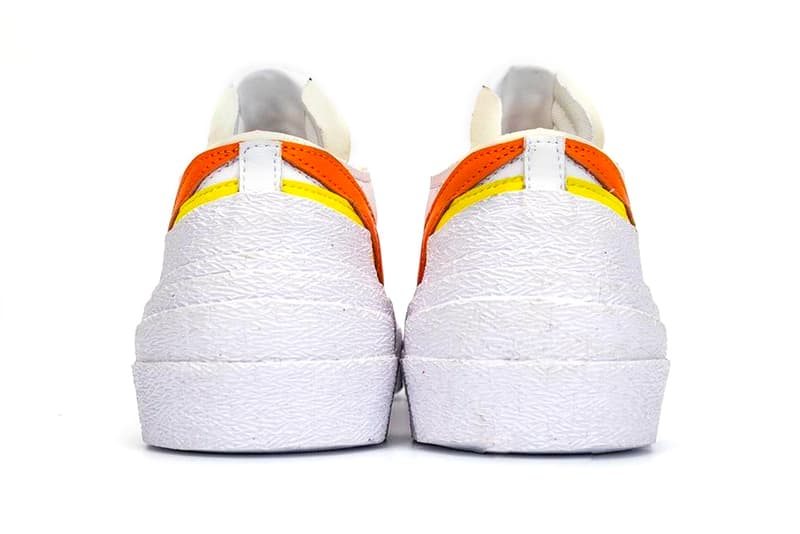 sacai Nike Blazer Low Classic Green Magma Orange Detailed Full Closer Look Release Info DD1877-001 DD1877-100 Date Buy Price Chitose Abe