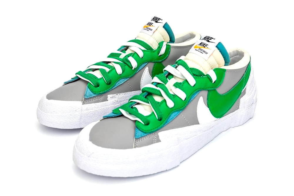 sacai Nike Blazer Low Classic Green Magma Orange Detailed Full Closer Look Release Info DD1877-001 DD1877-100 Date Buy Price Chitose Abe