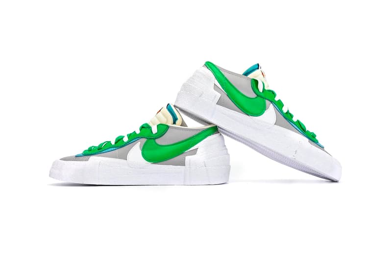 sacai Nike Blazer Low Classic Green Magma Orange Detailed Full Closer Look Release Info DD1877-001 DD1877-100 Date Buy Price Chitose Abe