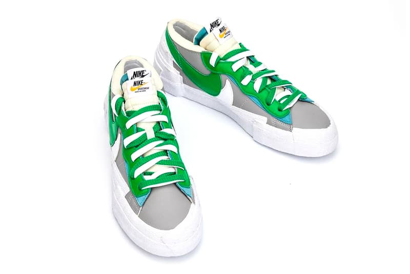 sacai Nike Blazer Low Classic Green Magma Orange Detailed Full Closer Look Release Info DD1877-001 DD1877-100 Date Buy Price Chitose Abe