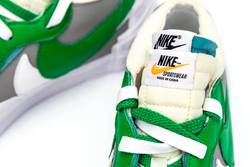 sacai Nike Blazer Low Classic Green Magma Orange Detailed Full Closer Look Release Info DD1877-001 DD1877-100 Date Buy Price Chitose Abe