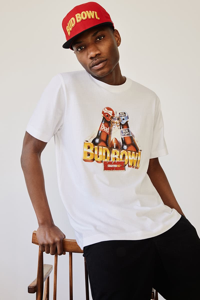 STARTER Brings Back the Budweiser "Bud Bowl" in 50th Anniversary Capsule Beer King of Beers capsule fashion lookbooks