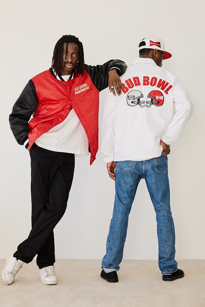 STARTER Brings Back the Budweiser "Bud Bowl" in 50th Anniversary Capsule Beer King of Beers capsule fashion lookbooks 