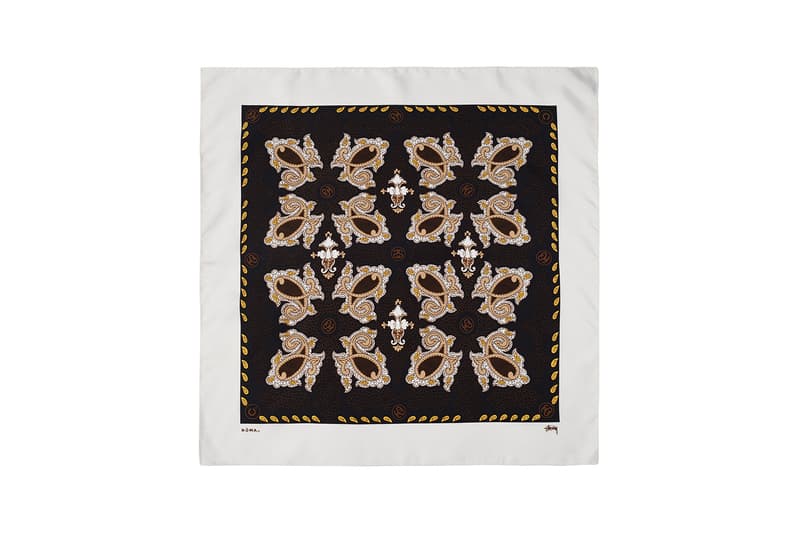 noma t d tokyo japan stussy brazilian silk scarves black brown white light blue paisley release information