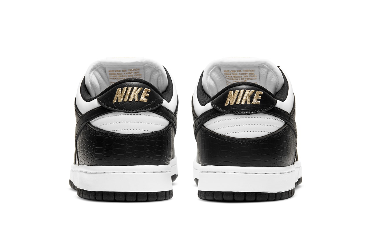 Supreme x Nike SB Dunk Low "Black" Sneaker Collaboration colorway dh3228 white release date buy info drop