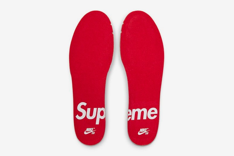supreme nike sb dunk low white hyper royal metallic gold collaboration release info date photos store list buying guide world famous stars 