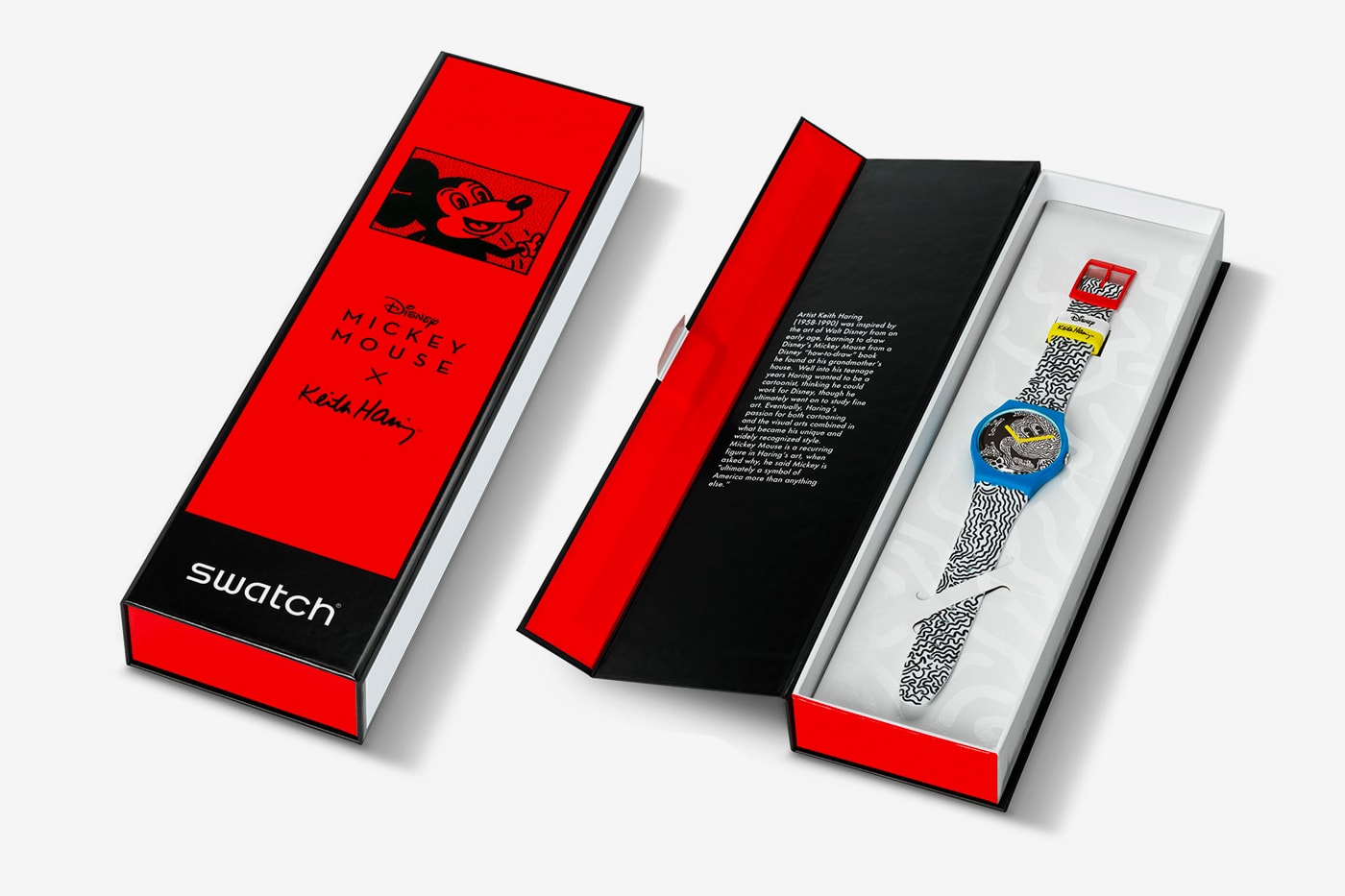 Swatch Keith Haring Mickey Mouse 2021 Capsule watches accessories artist new york 1986 pop shop swiss disney