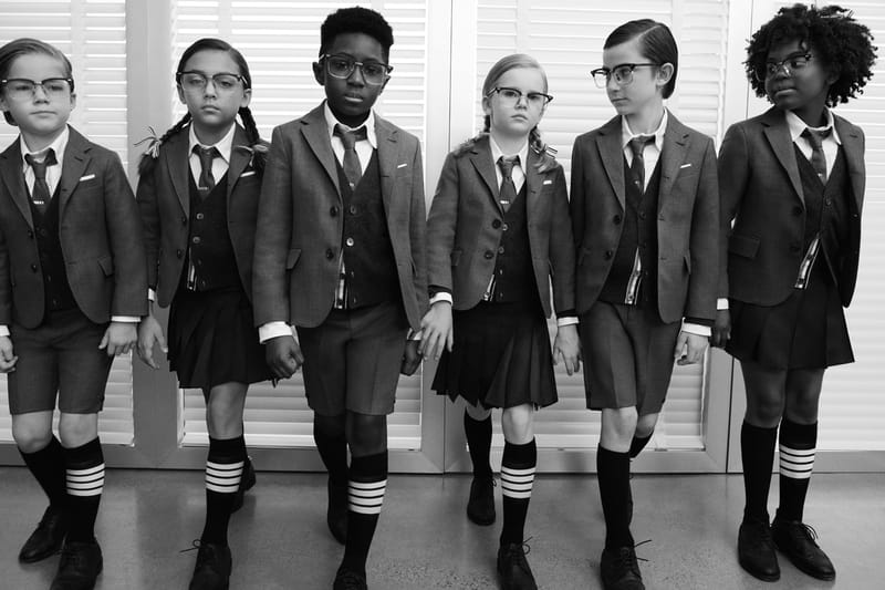 Adorable Office Workers Showcase Thom Browne's Debut Childrenswear Collection