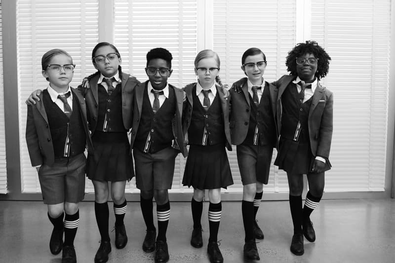 Thom Browne Childrenswear Apparel Collection campaign video cass bird office kids clothing suit