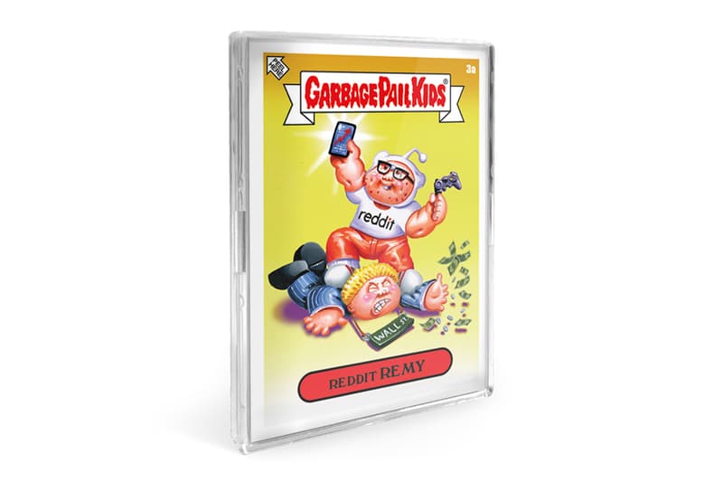 Topps Releases Meme-Themed 'Garbage Pail Kids' "Gamestonk" Card Pack Elon Musk Bernie Sanders GameStop Reddit WallStreetBets Garbage Pail Kids GME