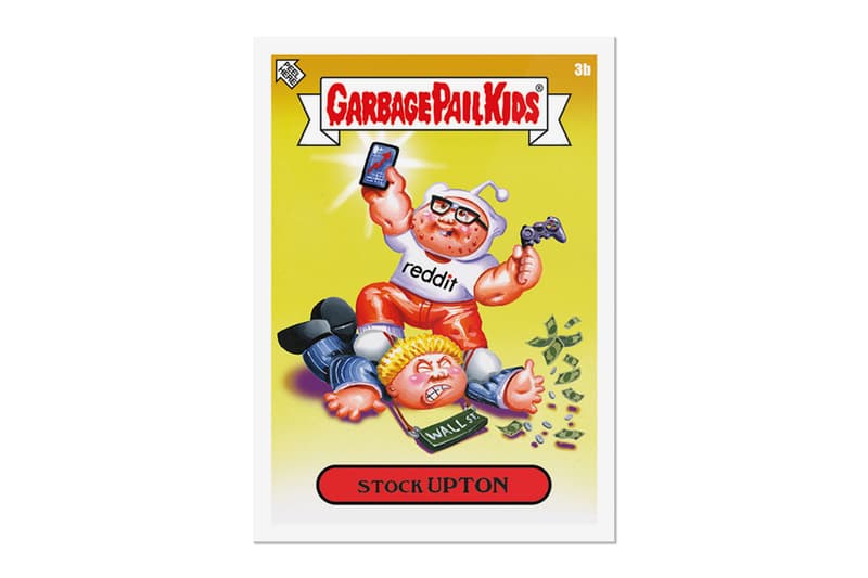 Topps Releases Meme-Themed 'Garbage Pail Kids' "Gamestonk" Card Pack Elon Musk Bernie Sanders GameStop Reddit WallStreetBets Garbage Pail Kids GME