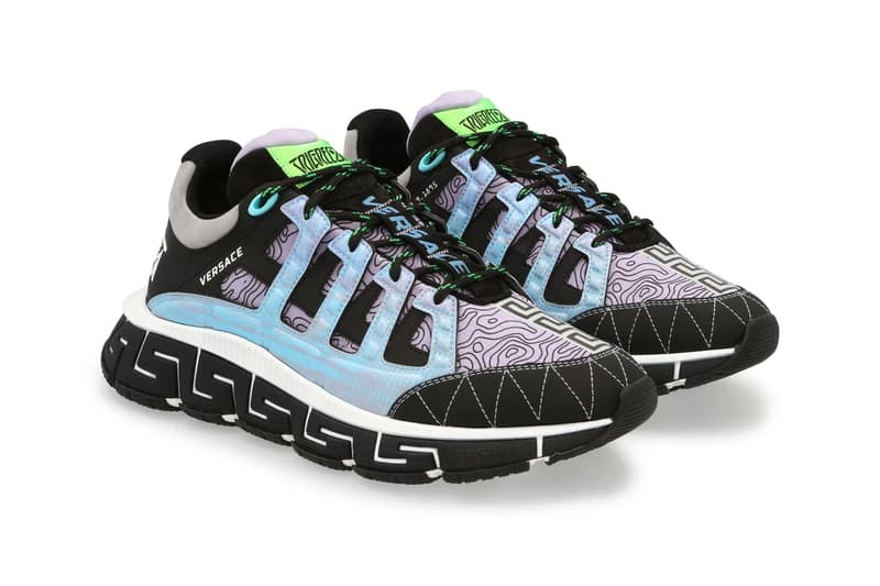 versace trigreca sneaker greca patern salehe bembury blue black green gray white official release date info photos price store list buying guide