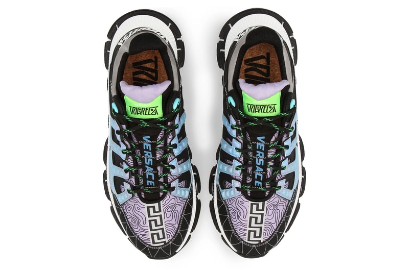 versace trigreca sneaker greca patern salehe bembury blue black green gray white official release date info photos price store list buying guide