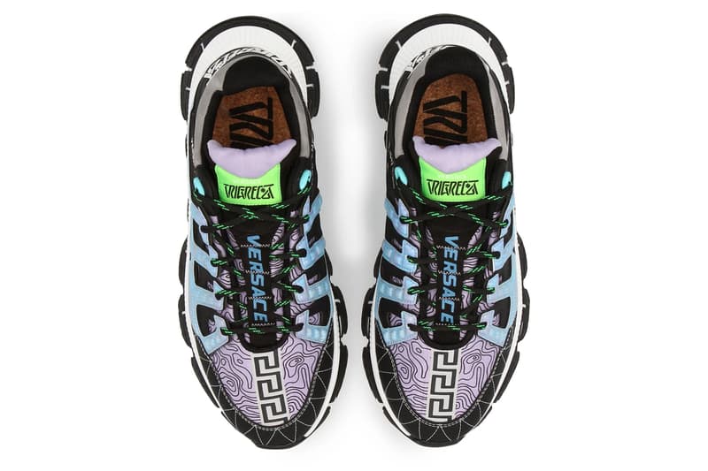 versace trigreca sneaker greca patern salehe bembury blue black green gray white official release date info photos price store list buying guide
