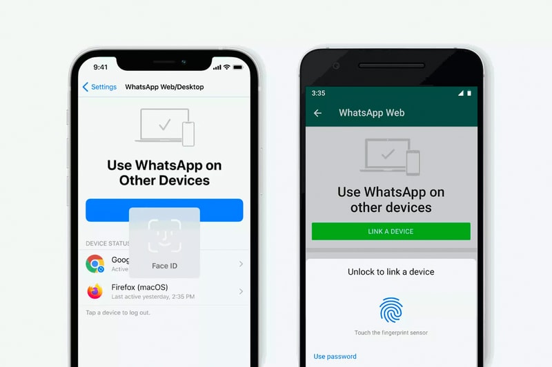 WhatsApp Biometric Authentication Desktop Access Log-In Web PC Biometric Data Facebook QR code Android iOS