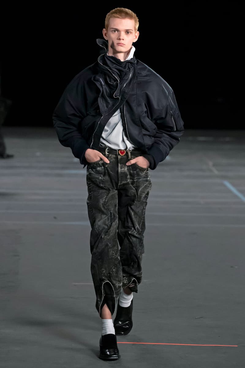 Y/Project FW21 Asymmetry Masterclass Collection Fall Winter 2021 Luxury Fashion Coed Chaos Sportswear Evening Pieces Denim Chaps Leather Jacket Glenn Marten Canada Goose 