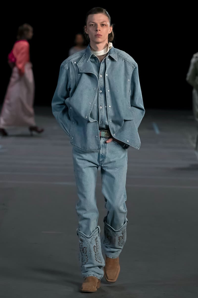 Y/Project FW21 Asymmetry Masterclass Collection Fall Winter 2021 Luxury Fashion Coed Chaos Sportswear Evening Pieces Denim Chaps Leather Jacket Glenn Marten Canada Goose 