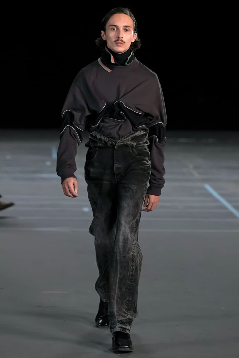 Y/Project FW21 Asymmetry Masterclass Collection Fall Winter 2021 Luxury Fashion Coed Chaos Sportswear Evening Pieces Denim Chaps Leather Jacket Glenn Marten Canada Goose 