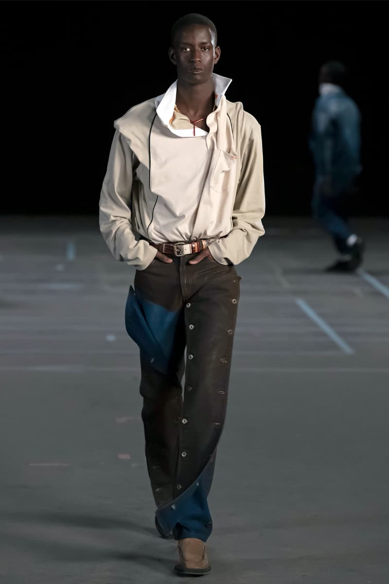 Y/Project FW21 Asymmetry Masterclass Collection Fall Winter 2021 Luxury Fashion Coed Chaos Sportswear Evening Pieces Denim Chaps Leather Jacket Glenn Marten Canada Goose